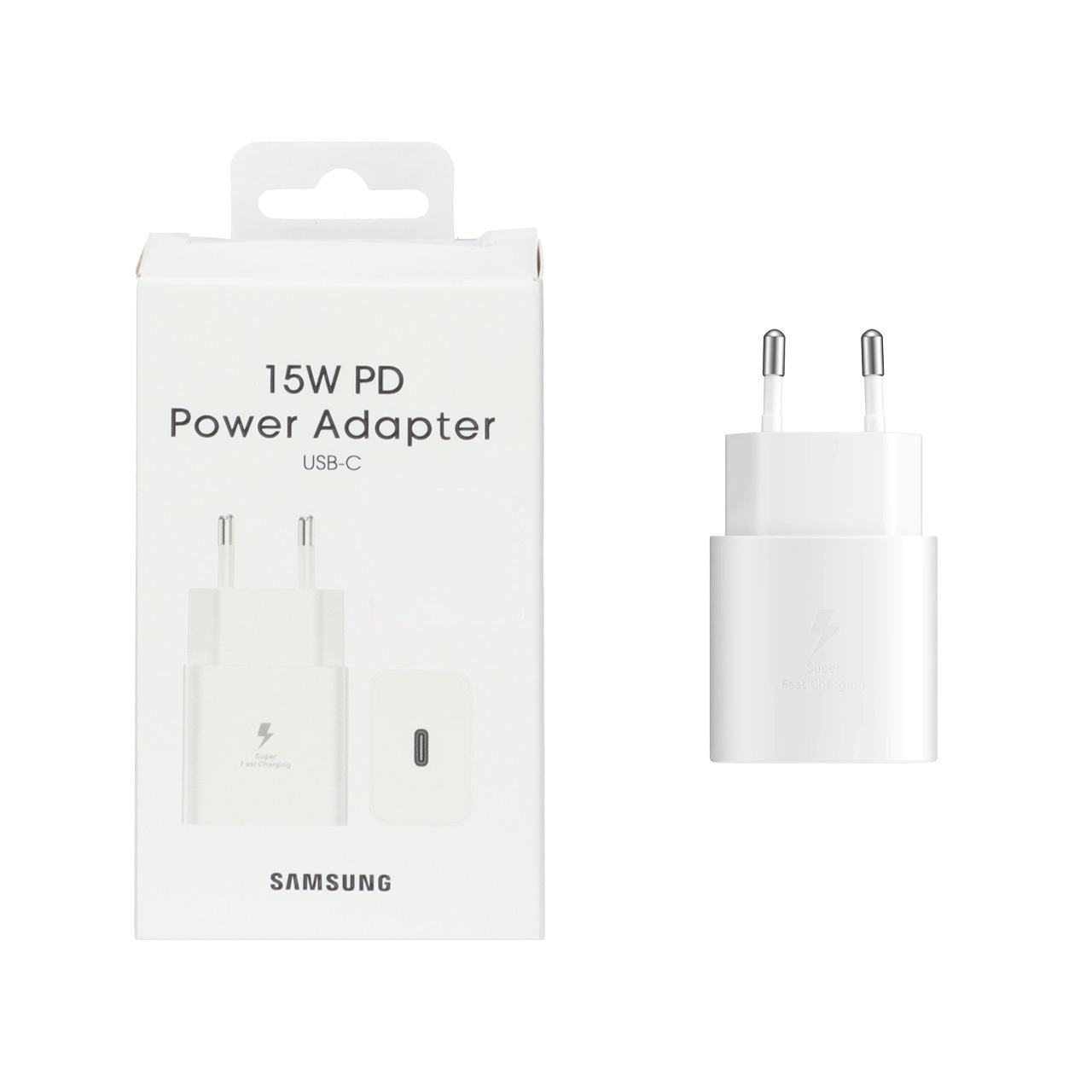 شارژر دو پین SAMSUNG 15W درجه یک سفید DST ( شش ماهه شرکتی)